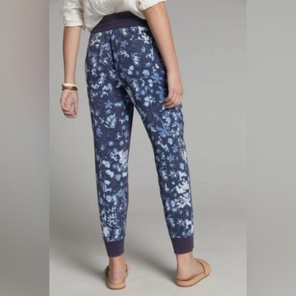 Anthropologie | The Nomad Joggers Navy Blue Tie Dye Bleach Floral Print New XS - Picture 10 of 16